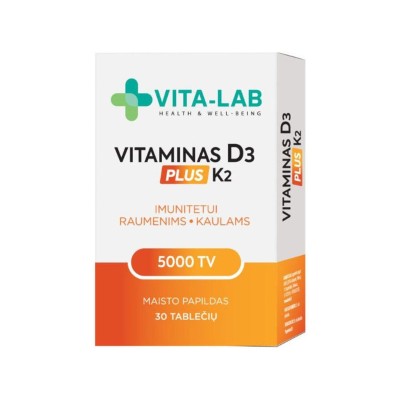 Vita-Lab D3-vitamiini plus K2 vitamiini plus tabletid 0,2g N30