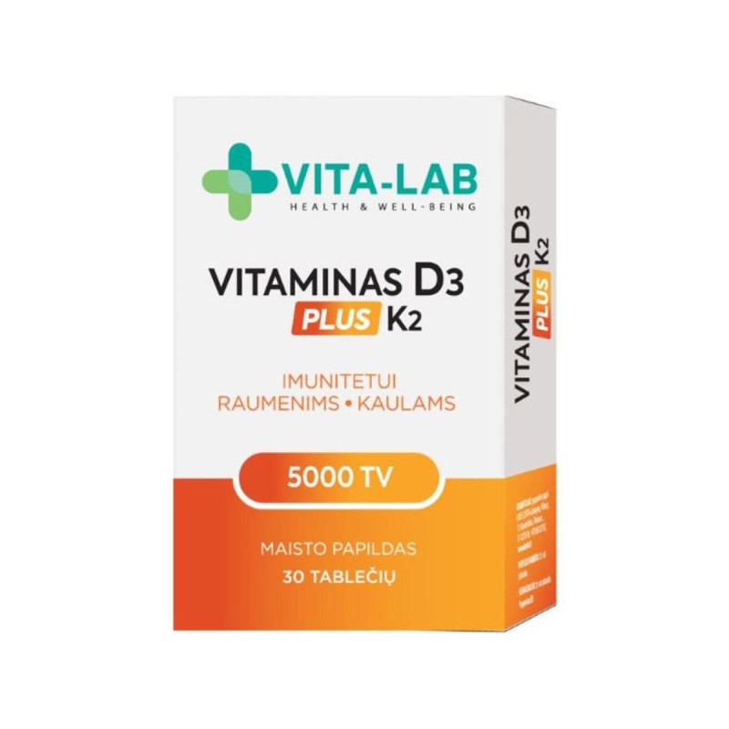 Vita-Lab D3-vitamiini plus K2 vitamiini plus tabletid 0,2g N30