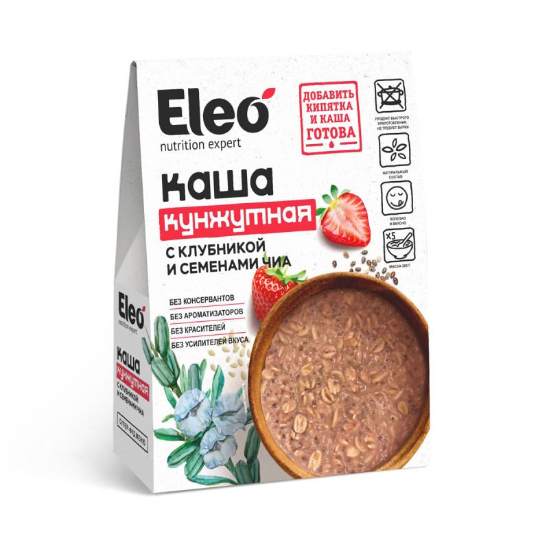 Eleo Каша кунжутная с клубникой и семенами чиа 200 г